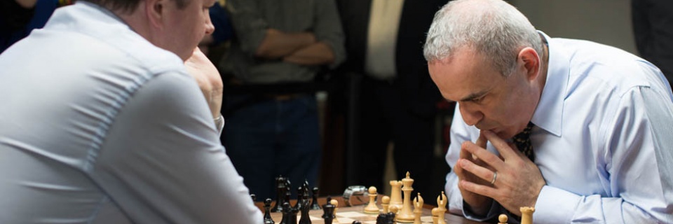 Kasparov settles into a familiar stance, returning to his old black-and-white stomping grounds for just the fourth time since 2005 // Austin Fuller photo